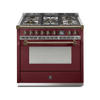 Steel Fornuis Ascot 90 - Gas Fornuis | AQ9S | Model 2024-Fornuizen-Steel Cucine-5 PITS GAS MET MEGA WOK (4M)-Glanzend Bordeaux-BRONS-Jones-Jansen
