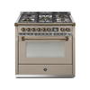 Steel Fornuis Ascot 90 - Gas Fornuis | AQ9S | Model 2024-Fornuizen-Steel Cucine-5 PITS GAS MET MEGA WOK (4M)-Mat beige / Sabbia-BRONS-Jones-Jansen