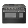 Steel Fornuis Ascot 120 - Gas Fornuis | AQ12SF | Model 2024-Fornuizen-Steel Cucine-6 PITS GAS + BAK/GRILLPLAAT (6B/6T)-Mat Antraciet-CHROME-Jones-Jansen