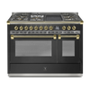Steel Fornuis Ascot 120 - Gas Fornuis | AQ12SF | Model 2024-Fornuizen-Steel Cucine-5 PITS GAS INC. MEGA WOK + BAK/GRILLPLAAT (4BM/4TM)-Mat Antraciet-MESSING-Jones-Jansen