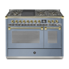Steel Fornuis Ascot 120 - Gas Fornuis | AQ12SF | Model 2024-Fornuizen-Steel Cucine-6 PITS GAS + BAK/GRILLPLAAT (6B/6T)-Mat blauw / Celeste-MESSING-Jones-Jansen