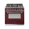 Steel Fornuis Ascot 90 - Gas Fornuis | AQ9S | Model 2024-Fornuizen-Steel Cucine-5 PITS GAS MET MEGA WOK (4M)-Glanzend Bordeaux-CHROME-Jones-Jansen