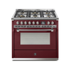 Steel Fornuis Ascot 90 - Gas Fornuis | AQ9S | Model 2024-Fornuizen-Steel Cucine-6 PITS GAS (6W)-Glanzend Bordeaux-NIKKEL-Jones-Jansen
