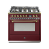 Steel Fornuis Ascot 90 - Gas Fornuis | AQ9S | Model 2024-Fornuizen-Steel Cucine-6 PITS GAS (6W)-Glanzend Bordeaux-MESSING-Jones-Jansen