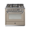 Steel Fornuis Ascot 90 - Gas Fornuis | AQ9S | Model 2024-Fornuizen-Steel Cucine-5 PITS GAS MET MEGA WOK (4M)-Mat beige / Sabbia-CHROME-Jones-Jansen
