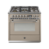 Steel Fornuis Ascot 90 - Gas Fornuis | AQ9S | Model 2024-Fornuizen-Steel Cucine-5 PITS GAS MET MEGA WOK (4M)-Mat beige / Sabbia-NIKKEL-Jones-Jansen