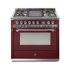 Steel Fornuis Ascot 90 - Gas Fornuis | AQ9S | Model 2024-Fornuizen-Steel Cucine-5 PITS GAS MET TABLE/GRILL TOP (4T of 4B)-Glanzend Bordeaux-CHROME-Jones-Jansen