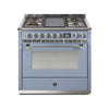 Steel Fornuis Ascot 90 - Gas Fornuis | AQ9S | Model 2024-Fornuizen-Steel Cucine-5 PITS GAS MET TABLE/GRILL TOP (4T of 4B)-Mat blauw / Celeste-NIKKEL-Jones-Jansen