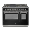 Steel Fornuis Ascot 120 - Gas Fornuis | AQ12SF | Model 2024-Fornuizen-Steel Cucine-6 PITS GAS + BAK/GRILLPLAAT (6B/6T)-Glanzend zwart / Nero-CHROME-Jones-Jansen
