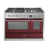 Steel fornuis Genesi 120 - Gas fornuis | GQ12SF | Model 2024-Fornuizen-Steel Cucine-6 PITS GAS MET GRILLTOP (6B)-Glanzend Bordeaux-Jones-Jansen